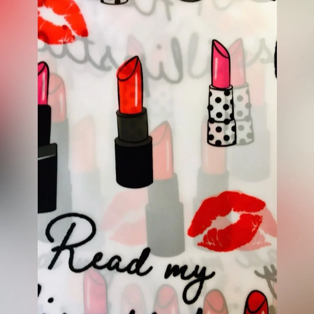Read My Lipstick Peva Shower Curtain Lips Red Black Pink